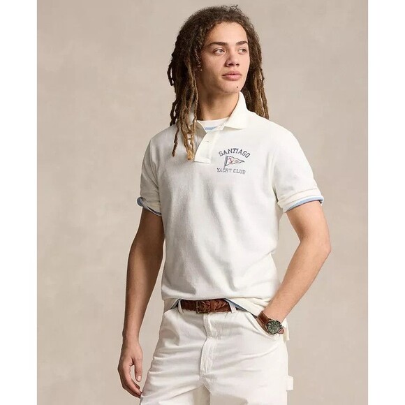 Polo Ralph Lauren Men's Classic-Fit Nautical-Print Cotton Mesh Polo Shirt XL - Picture 1 of 9